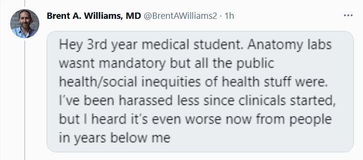 My whole pinned thread is about wokeness taking over medicine; most of the information comes from journals and websites. Here is a thread that contains first hand accounts from multiple medical students:  https://twitter.com/BrentAWilliams2/status/1387391438418231301?s=20