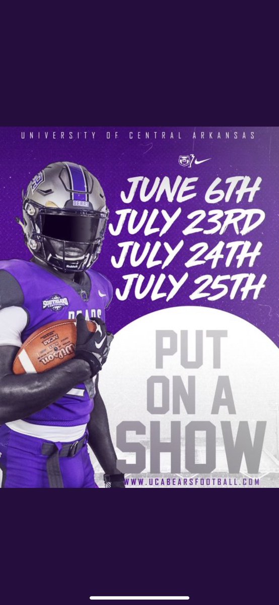 Thank y’all for the invite! Can’t wait! <a href="/UCA_Football/">𝗨𝗖𝗔 𝗕𝗘𝗔𝗥𝗦 𝗙𝗢𝗢𝗧𝗕𝗔𝗟𝗟</a> <a href="/CoachGBoykin/">Gunnar Boykin - UCA</a> <a href="/BrooksHollings3/">Brooks Hollingsworth</a> @CoachTJHall
