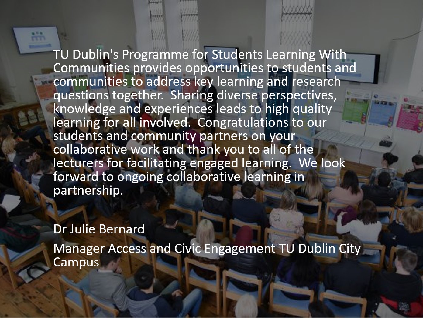 Students Learning With Communities, TU Dublin, Irl on Twitter "One