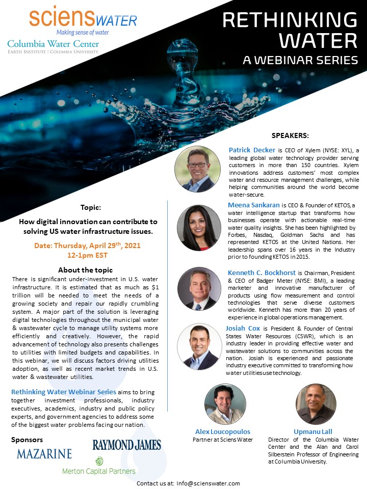 There's still time to register for our webinar tomorrow from 12-1pm EST on how digital innovation can contribute to solving the US water infrastructure issues and would love for you to join us! 
Head to scienswater.com/rethinking-wat… to sign up!
#Water #Webinar #InvestInWater