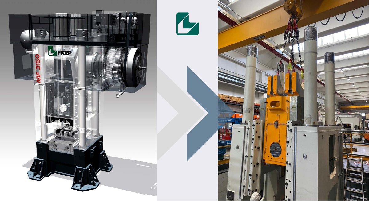 FICEP's tweet photo. Another important step in the assembly of our new MF3150 mechanical press: the ram is being placed in the main machine structure!
Updates will follow shortly! Stay tuned! 📢
#forging #hotforging #mechanicalpress #automotiveindustry #medicalindustry #robotizedforginglines https://t.co/J7BAP0TvY6