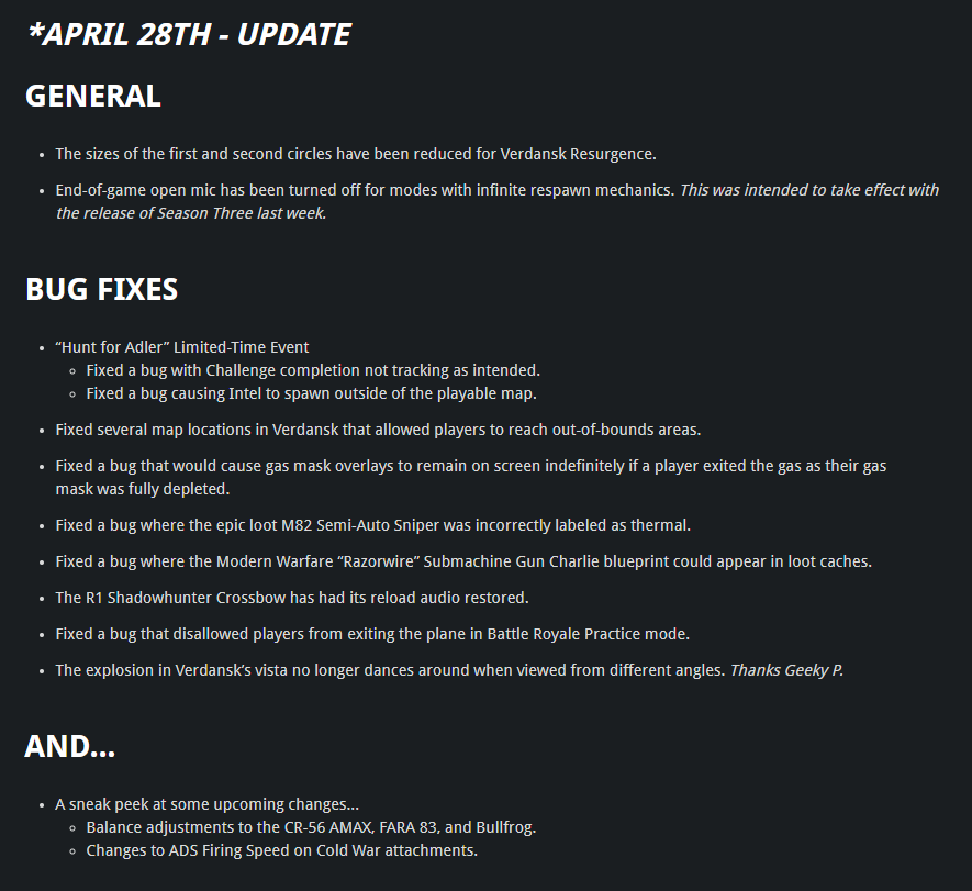 charlieINTEL's tweet photo. New Warzone game settings update going live now - Hunt for Adler fixes, map exploit fixes, more https://t.co/2QM16oC8LV