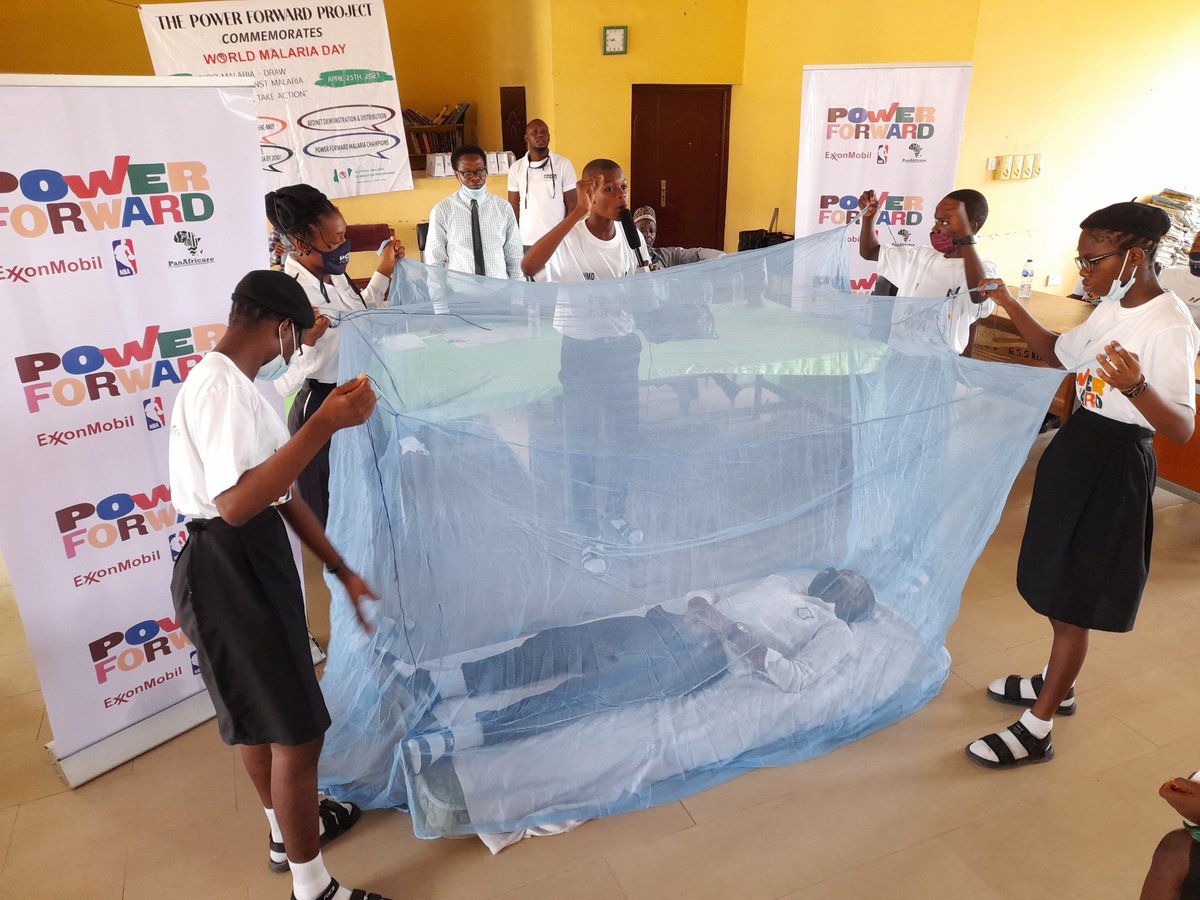 PanAfricare_Ng's tweet photo. Power Forward project sensitizes in-school-youths in Federal Capital Territory, Abuja on the proper use of Long-Lasting Insecticide Net (LLIN) in 30 project schools.
#WorldMalariaDay2021 #StandUpTakeAction #DrawTheLineAgainstMalaria
#WMD2021
@XOMFoundation
@NBA_Africa https://t.co/K9iqq14fIO