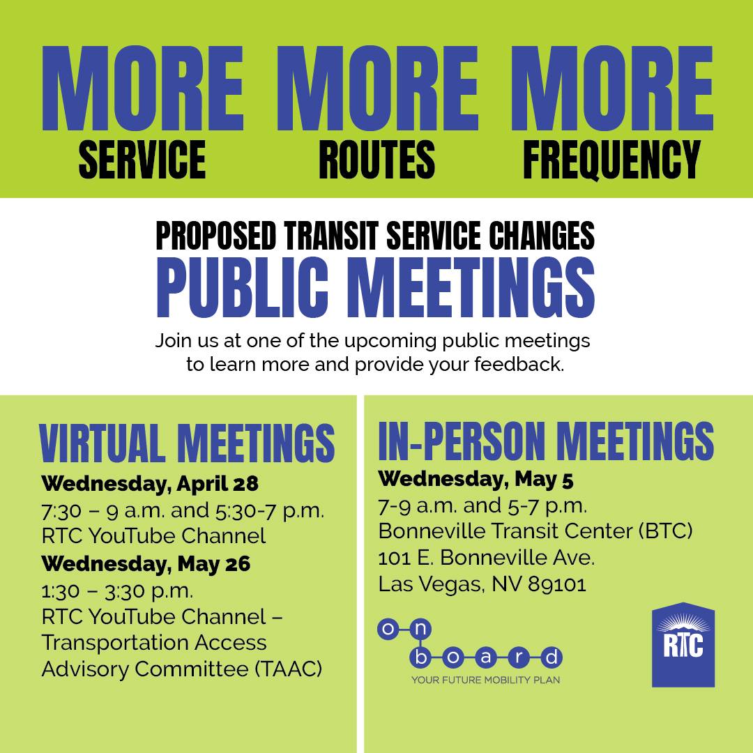 Have questions about <a href="/RTCSNV/">RTC Southern Nevada</a>'s 2021 proposed transit service changes? Join a virtual meeting on YouTube Live today at 5:30 p.m. to get all your questions answered. mailchi.mp/rtcsnv/join-us…