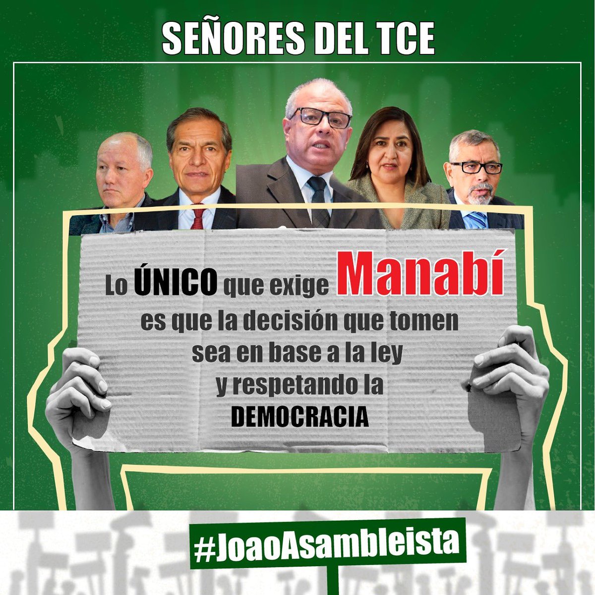 BinomioRC's tweet photo. Se tiene que respetar la voluntad popular expresa en la urnas de #Manabí, el @TCE_Ecuador debe ser imparcial, objetivo y sin discriminar a persona alguna. 

Ya basta de hacer daño a la democracia del país.

#LaBancadaDeLaEsperanza 
#JoaoAsambleísta https://t.co/H3YKhnkk65