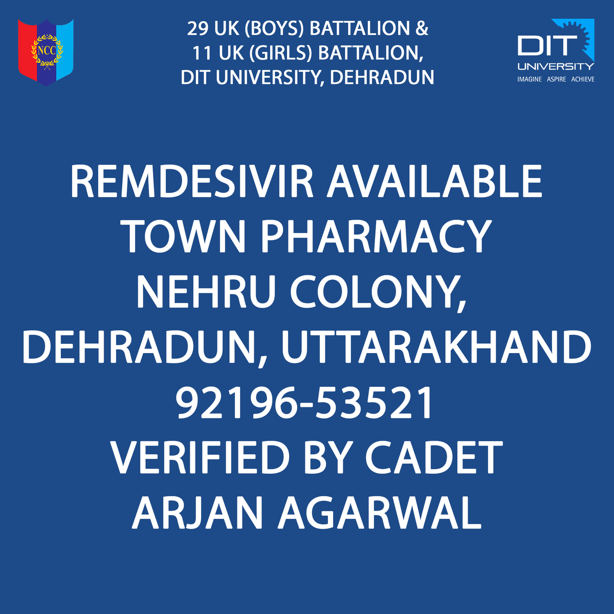 NCC_DITU's tweet photo. #selfverified #dehradun #OxygenCylinders #OxygenShortage #CoronavirusIndia #Corona2ndWave https://t.co/ZImgIYUrdb