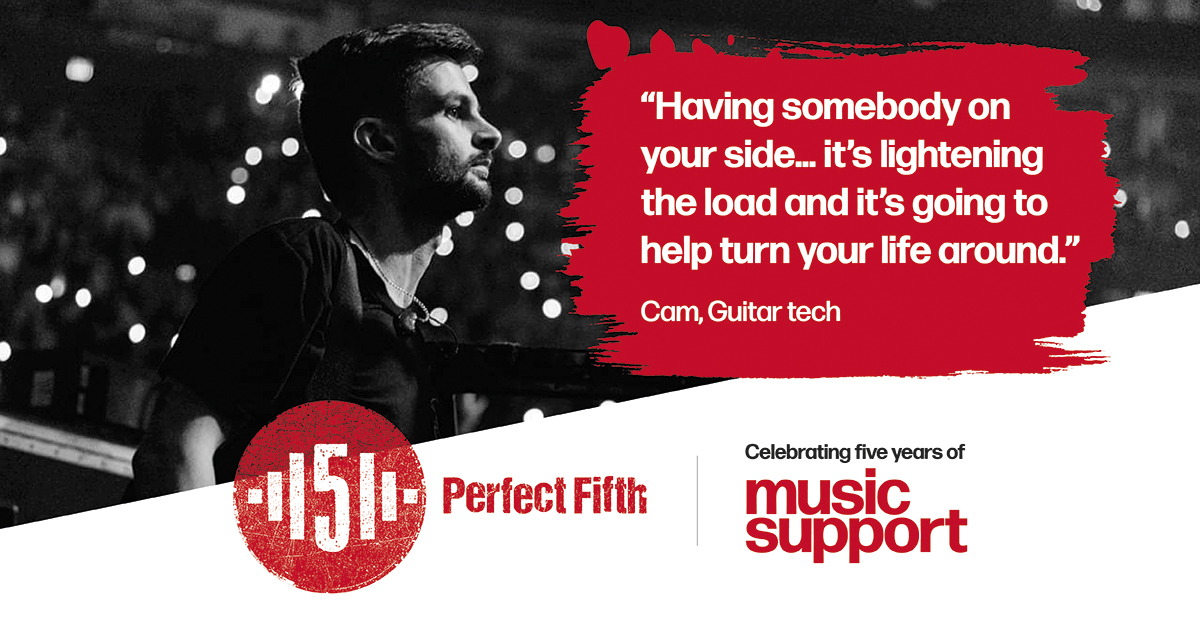 Music Support is five in May! Join us to celebrate five years of supporting the music &amp; live events industries with mental ill-health and/or addiction. Meet Cam, a guitar tech who sent us a late night email 4 years ago that changed his life.... bit.ly/3aLDfeh #perfect5