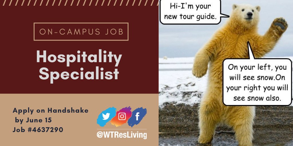 wtresliving's tweet photo. COME WORK WITH ME!!! Come see us today @wtcareer's Job Fair from 11-2 near the Buff Fountain...AND we might give away some FREE goodies while we're at it! 

Graphic Designer: https://t.co/r8TtM7in2T
Hospitality Specialist: https://t.co/icWi2NtfTV

~Love Thaddeus https://t.co/FVZNwi1LZO