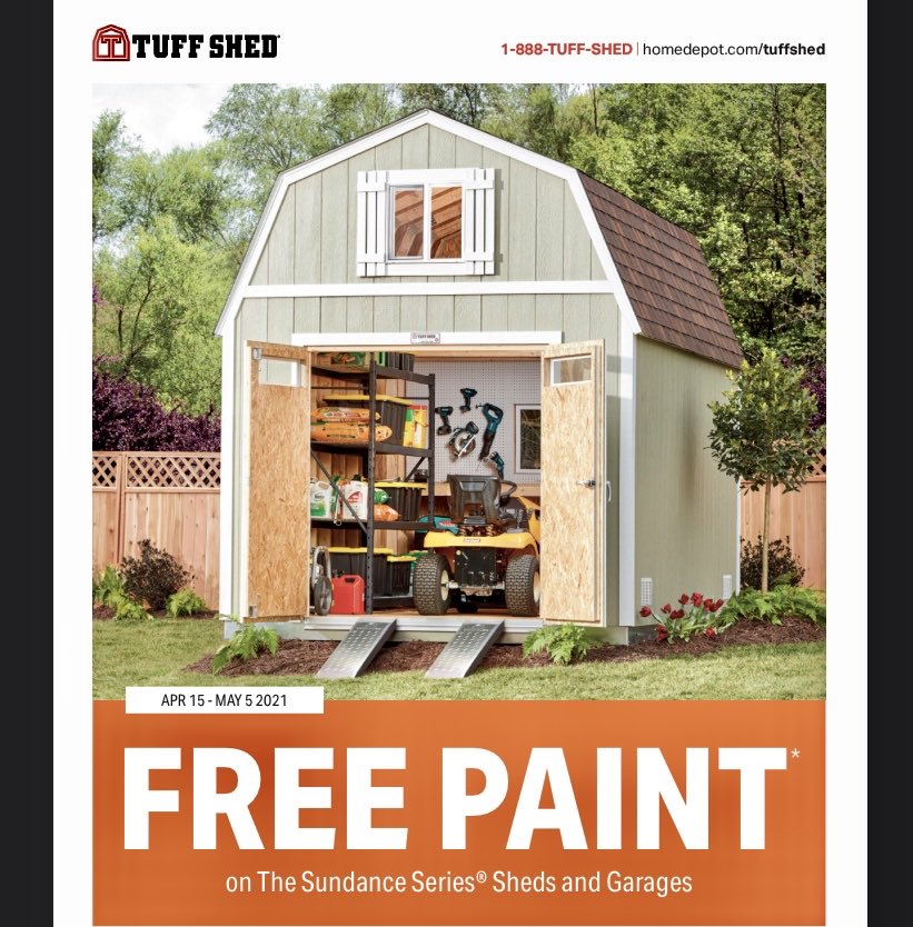 Timothy Gibson (@shedmantim) on Twitter photo Let’s not forget that we have free paint until 5/5/21 COB . And as always 6 months deferred interest on your HD credit card and save an additional $100 on your new HDCC. <a href="/DanielHD3517/">Daniel Manzanares</a> <a href="/BrianTUFFSHED/">BrianTUFFSHED</a> <a href="/THDJustinCooper/">Justin Cooper</a> #3517bam Let’s not forget that we have free paint until 5/5/21 COB . And as always 6 months deferred interest on your HD credit card and save an additional $100 on your new HDCC. <a href="/DanielHD3517/">Daniel Manzanares</a> <a href="/BrianTUFFSHED/">BrianTUFFSHED</a> <a href="/THDJustinCooper/">Justin Cooper</a> #3517bam
