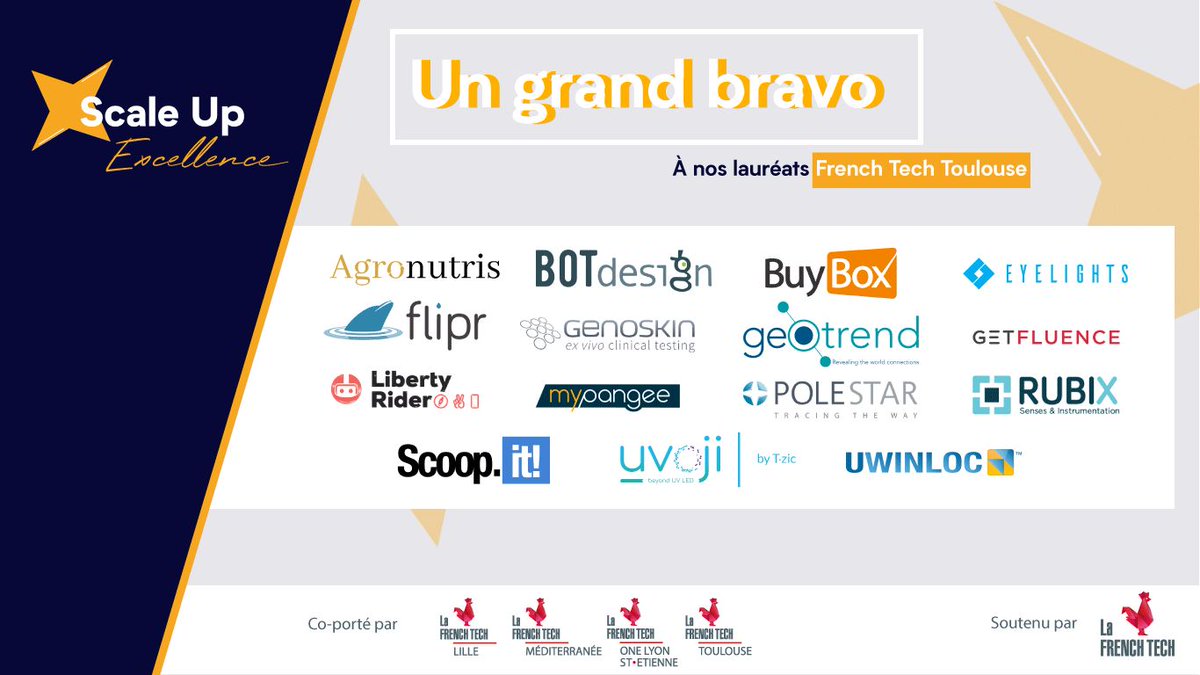 At Home (@athome_ecosystm) on Twitter photo 📣 Community News 📣 Nous sommes très fiers de vous annoncer que 3 start-up de notre #communauté sont lauréates du #programme Scale Up Excellence de <a href="/FrenchTech_Tlse/">La French Tech Toulouse</a> ⭐ Bravo à <a href="/fliprbox/">Flipr</a> , @getfluenceFR , <a href="/_LibertyRider_/">Liberty Rider</a> et aux 12 autres lauréats ! 👏 🎉 📣 Community News 📣 Nous sommes très fiers de vous annoncer que 3 start-up de notre #communauté sont lauréates du #programme Scale Up Excellence de <a href="/FrenchTech_Tlse/">La French Tech Toulouse</a> ⭐ Bravo à <a href="/fliprbox/">Flipr</a> , @getfluenceFR , <a href="/_LibertyRider_/">Liberty Rider</a> et aux 12 autres lauréats ! 👏 🎉