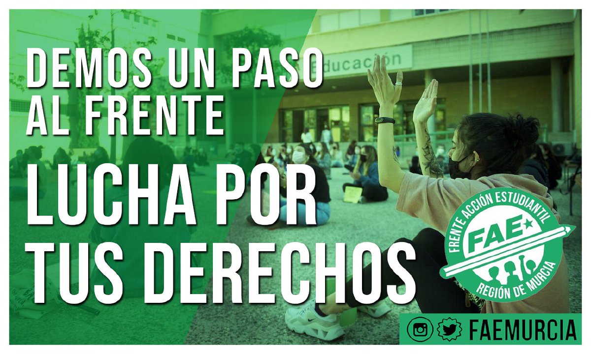 FAEMurcia's tweet photo. 🔥 DEMOS UN PASO AL FRENTE 🔥

✊ LUCHA POR TUS DERECHOS ✊

Desde FAE llamamos al estudiantado de clase trabajadora a organizarse para hacer frente a los continuos ataques del capital. ¡No podemos quedarnos sin hacer nada mientras recortan nuestros derechos! https://t.co/oIw6vq9kyJ