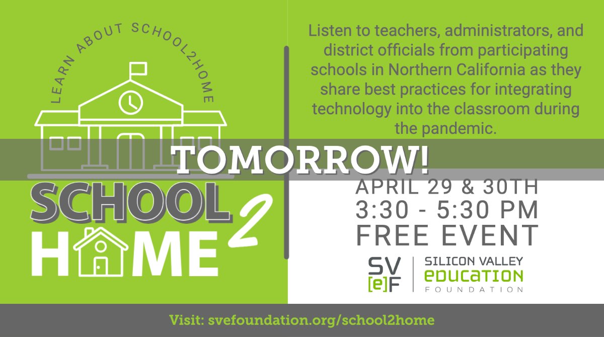 svefoundation's tweet image. Tomorrow! Join us for our first School2Home leadership Academy! There&apos;s still time to register:
visit: svefoundation.org/school2home
#SVEF, #School2Home, #STEMEd