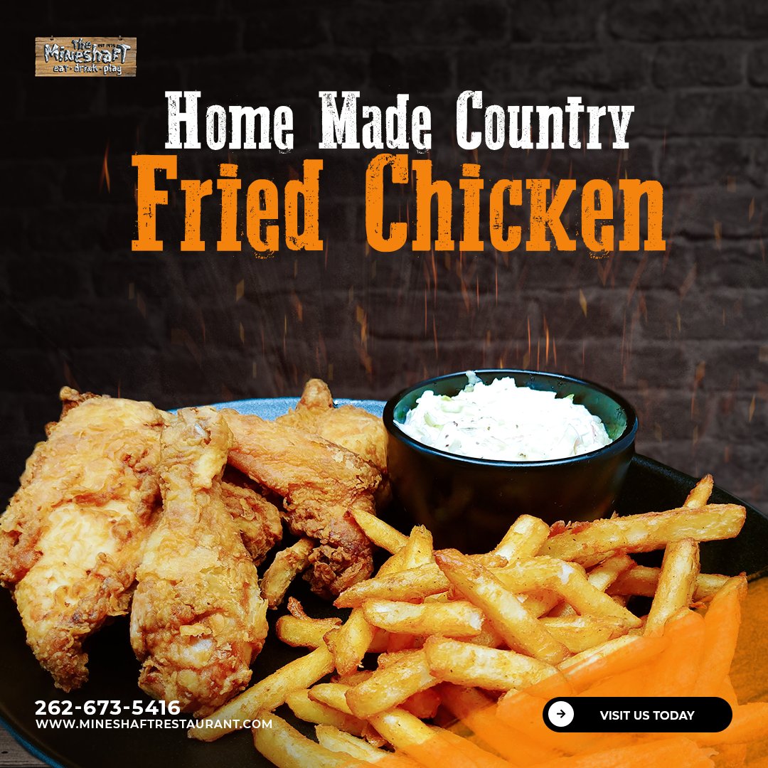 4 piece chicken dinner with choice of mashed potatoes, seasoned fries or tots, coleslaw and a corn muffin.