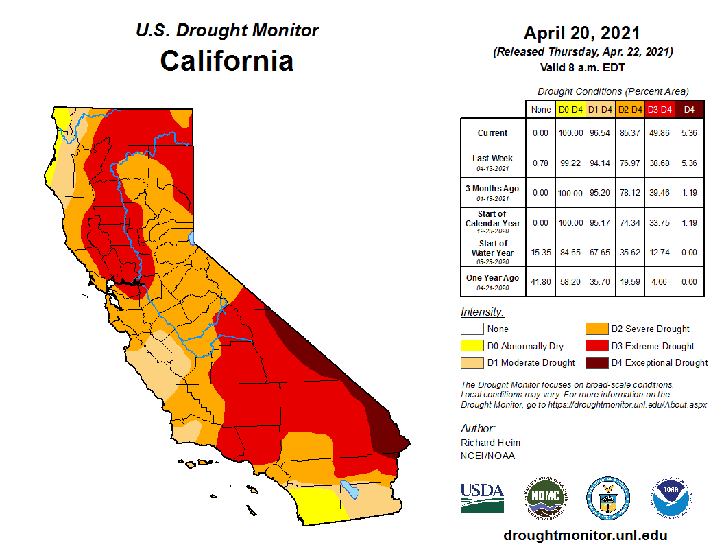 1. It's very dry. We are in a growing drought with two years of poor rain/snow for the state. Once the grasses dry out and we warm up....the fire season will really start. A wet year can delay these conditions by a few months...but we expect to be there soon. 3/