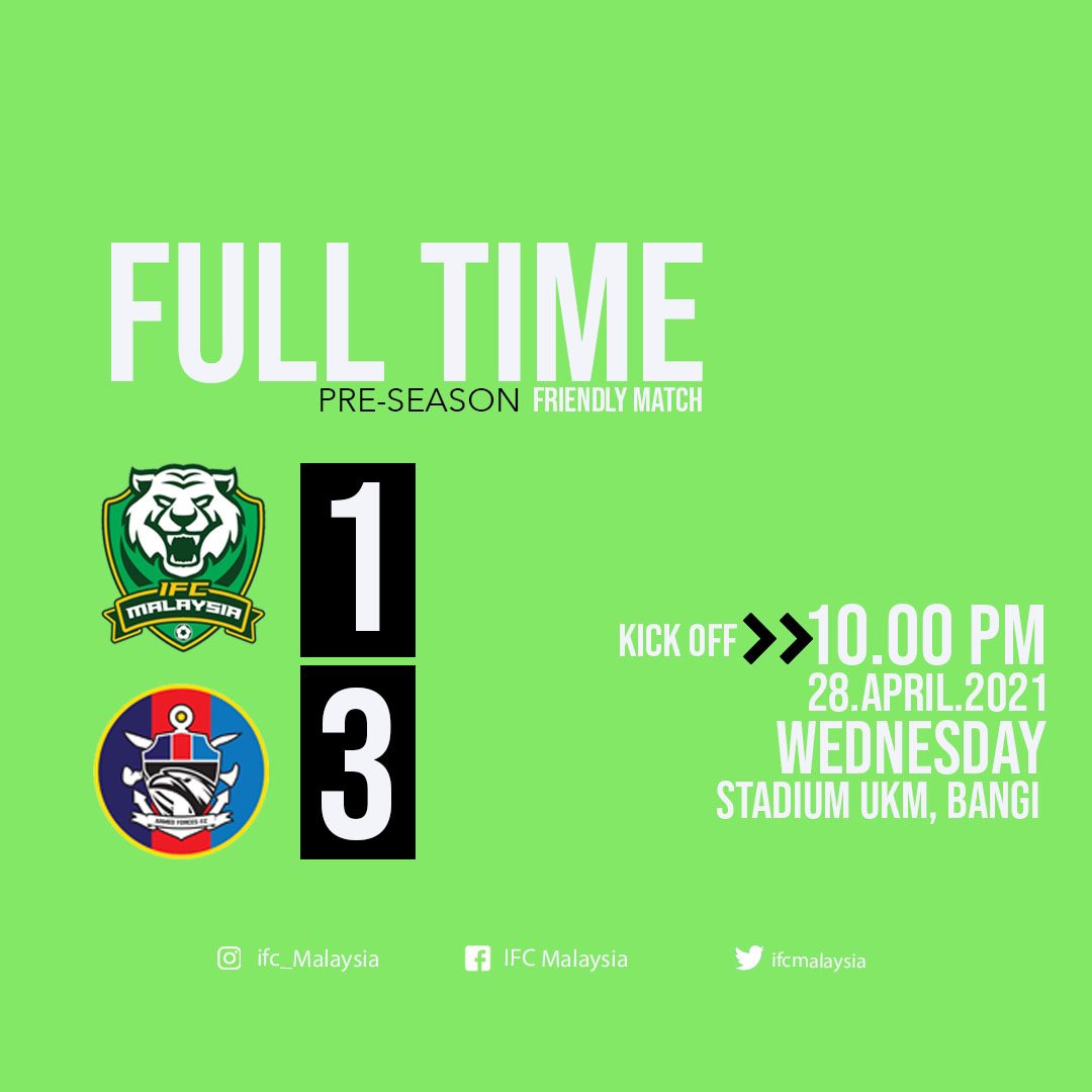 KEPUTUSAN MASA PENUH

MIGHTY TIGERS
#wewontquitwetryharder 
<a href="/ArmedForcesFC/">Armed Forces F.C</a>