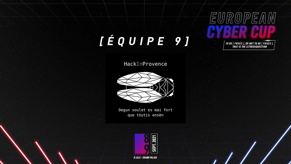 European Cyber Cup (@eucybercup) on Twitter photo La 9e équipe à rejoindre l’European Cyber Cup est celle de l’association <a href="/hackinprovence/">Hack In Provence</a> !
Spécialisée dans le hacking éthique, cette équipe a toutes ses chances pour remporter la compétition ! 🏆
#EuropeanCyberCup La 9e équipe à rejoindre l’European Cyber Cup est celle de l’association <a href="/hackinprovence/">Hack In Provence</a> !
Spécialisée dans le hacking éthique, cette équipe a toutes ses chances pour remporter la compétition ! 🏆
#EuropeanCyberCup