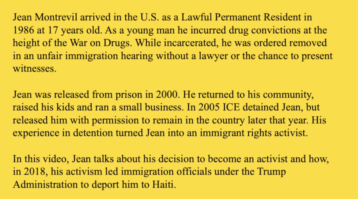 When ICE released Jean Montrevil on an order of supervision he began helping others. He's been in Haiti for 3 years, & has 4 US citizen children who he misses. Jean says, "They need me. I spent my life in the US, building a life for my kids. This hurts me--it hurts my kids more."