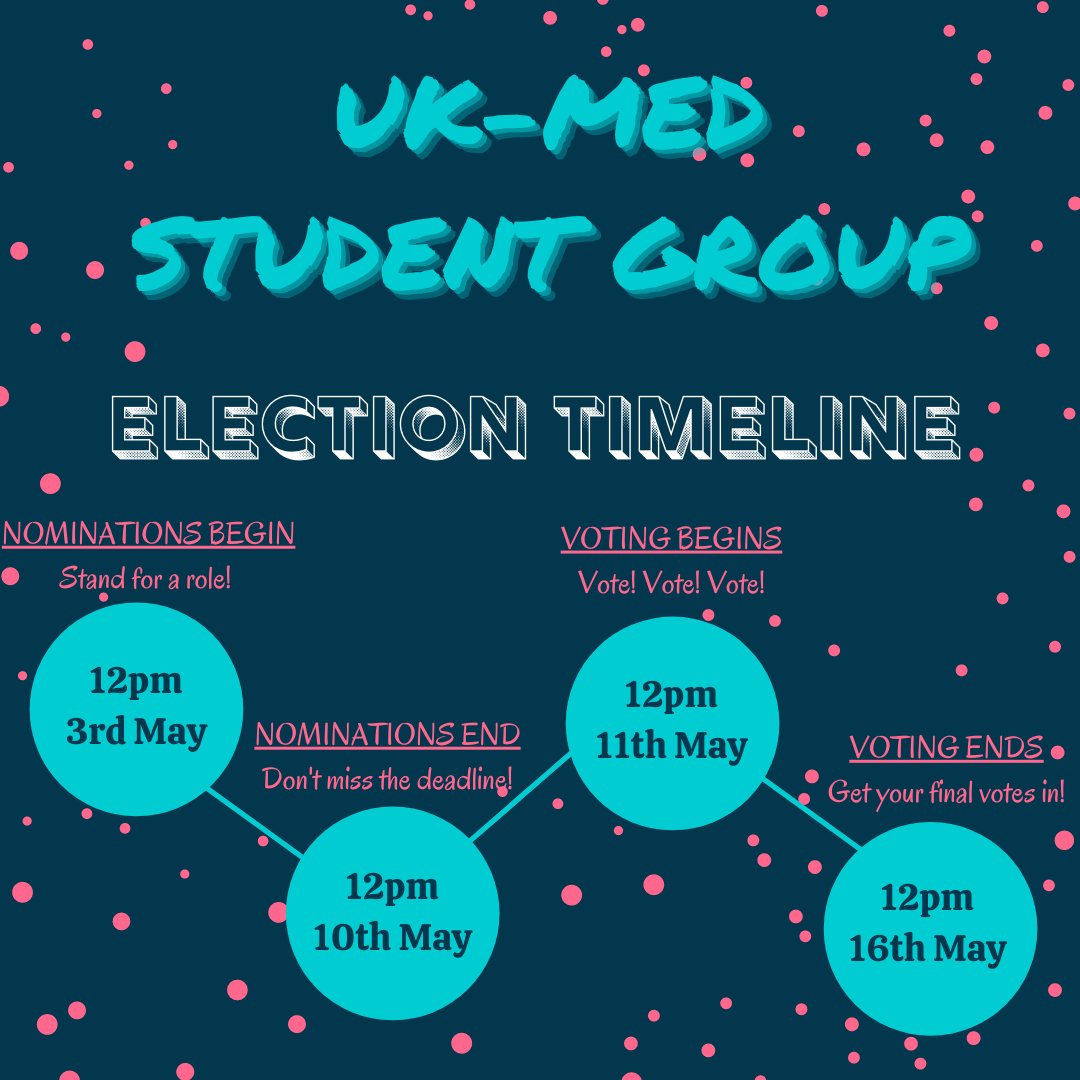 UKMedStudentGr1's tweet photo. Hello everyone!! 😊

We are delighted to announce that we will hold an election for the next academic year's committee! 
You will be able to nominate yourself from 12pm, 3rd May to 12pm, 10th May (BST) by filling a form which will be shared with you all when nominations begin! + https://t.co/8QpRusxHVj