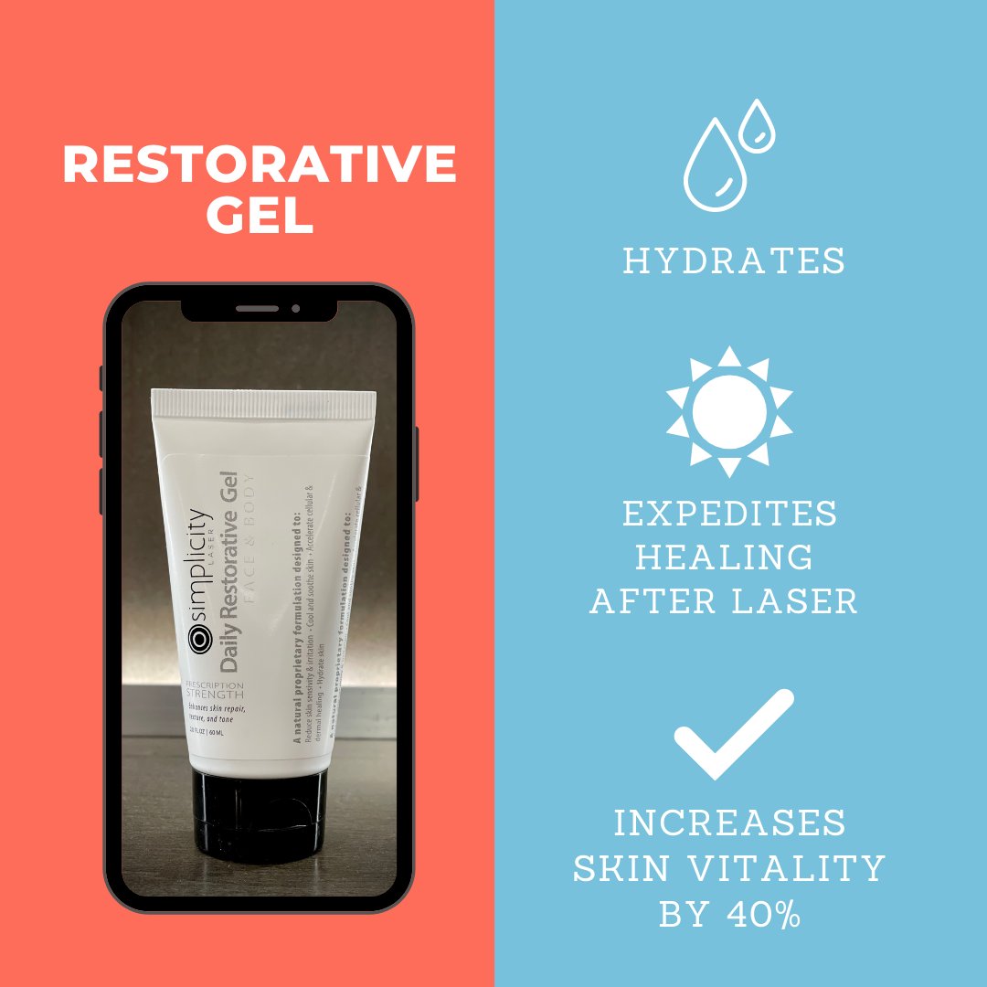Our restorative gel is specially designed to help soothe, calm, and repair your skin between and after laser treatments. 

#SimplicityLaser itylaser #LaserHairRemoval airremoval #RestorativeGel