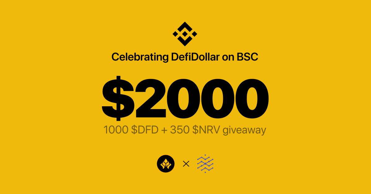 To celebrate the launch of DefiDollar's $DUSD &amp; $DFD on <a href="/BinanceChain/">Binance Chain</a> we are giving away $1,000 of $DFD + $1000 of $NRV tokens in association with <a href="/NerveFinance/">Nerve Finance</a> ! 🎉

Participate here👇:
gleam.io/suPhC/defidoll…