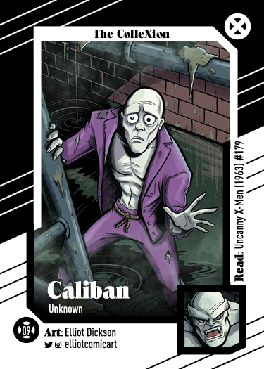 My favorite cards play with the same space on each side, like these Calibans.  @elliotcomicart took two meh characters (I like Cal, but let's call it what it is) and made them look SO SO GREAT. Each side tells a story, and together, tell a BIGGER story. This is a next level brain.
