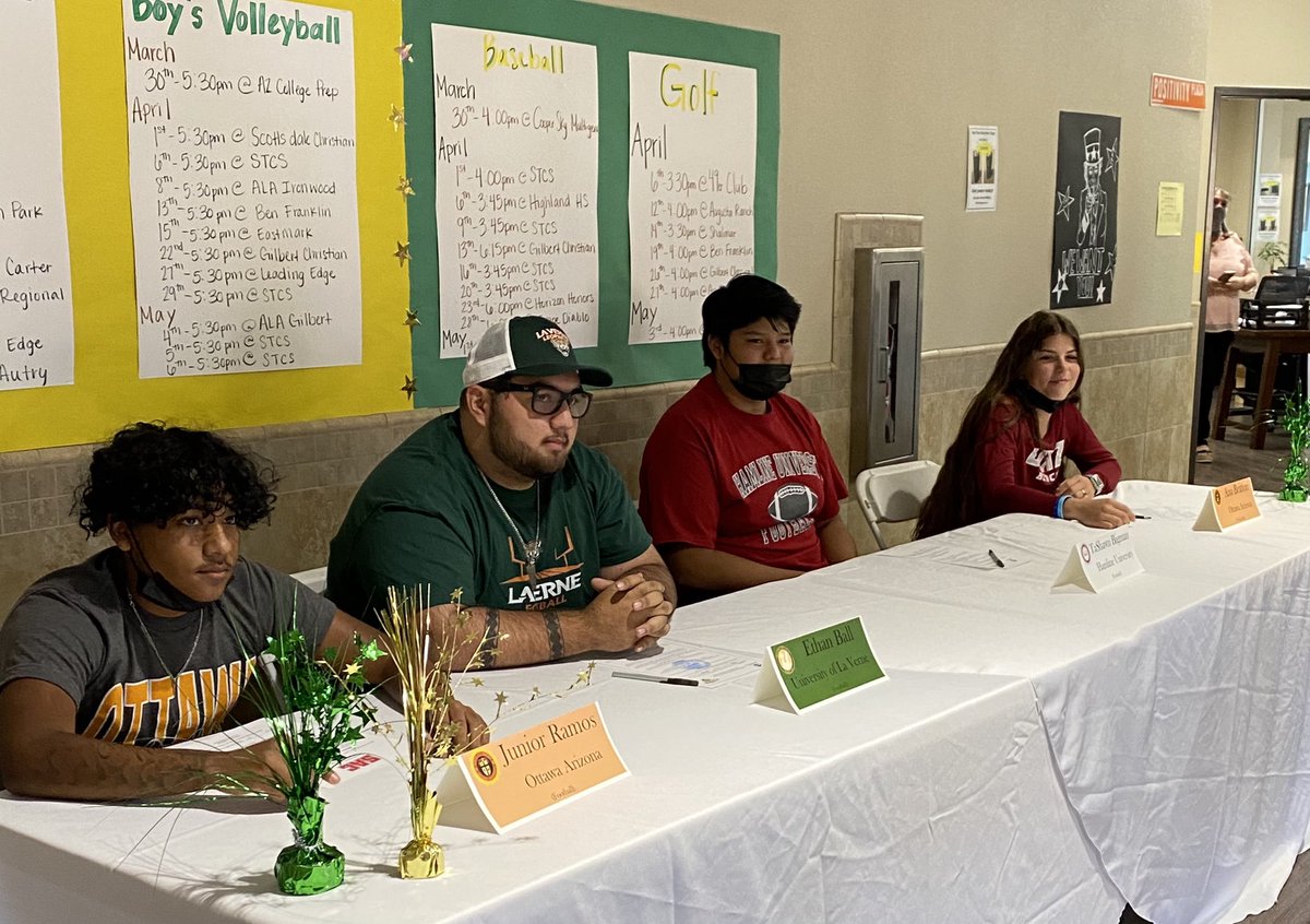 Congratulations to all our senior Roadrunners who signed today with their college/universities! We have 7/45 graduating seniors with offers or who have already signed to play at the next level.