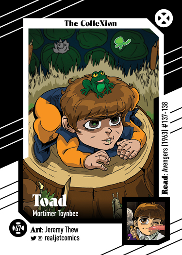 Oh now we're getting into some experimental stuff.  @realjetcomics Chibis were initially question marks for me, but when Jeremy sent me this Toad (the 1st card of RefleXions!) I GOT IT. Effing adorable & I still chuckle when I see bloody Deathstrike is the "good" version of her.