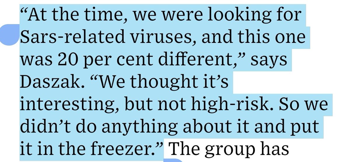 Haven't we heard that line before somewhere?Oh yes, Peter Daszak talking about RaTG13:Didn't think it was important, errrr, we just chucked it in the freezer, innit, never even looked at it again...Daszak lied about that.Did Tong Yigang lie about GX_P2V?