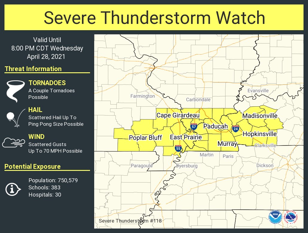 NWS Paducah, KY on Twitter "A severe thunderstorm watch has been