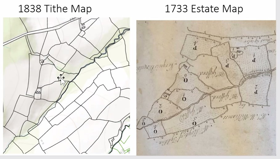 These maps will enable layers of ownership for individual fields (as well as estates) over time: the granular level of detail available is astonishing - by doing absolutely everything from field names to the dashed lines showing ploughing, research questions are opened up.