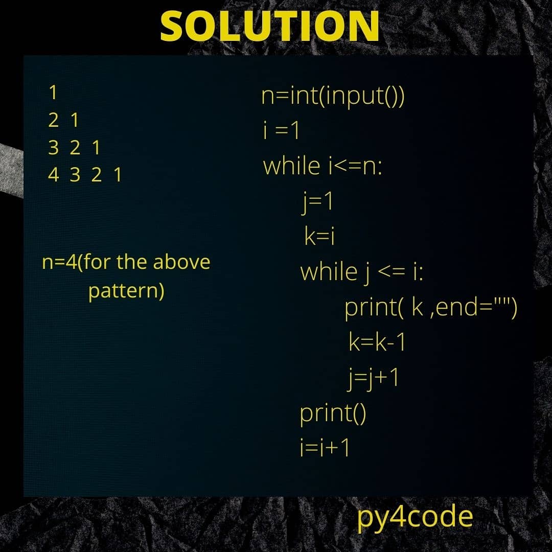 py4code's tweet photo. Pattern of the day 😊 #python #programming #coding #java #javascript #programmer #developer #html #machinelearning #code #coder #pythonprogramming #computerscience #datascience #technology #linux #artificialintelligence #tech #education #patterndesign #codingisfun #pythonpattern https://t.co/KTKcZIny22