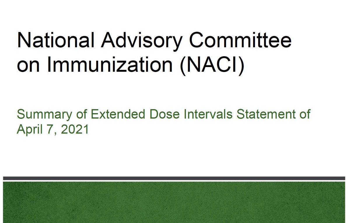 2/ NACI outlines protection after 1 dose of a vaccine in their recent document: "Most importantly, these studies show one dose of the Pfizer-BioNTech & AstraZeneca vaccines areapproximately 80% effective against hospitalization..."Details:  https://tinyurl.com/saby9kma 