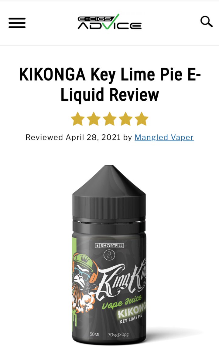 KIKONGA Key Lime Pie Review by <a href="/Kingkongvapeuk/">King Kong Vape Juice</a> written by Mangled Vaper. 

Full Review: ecigsadvice.co.uk/product-review…