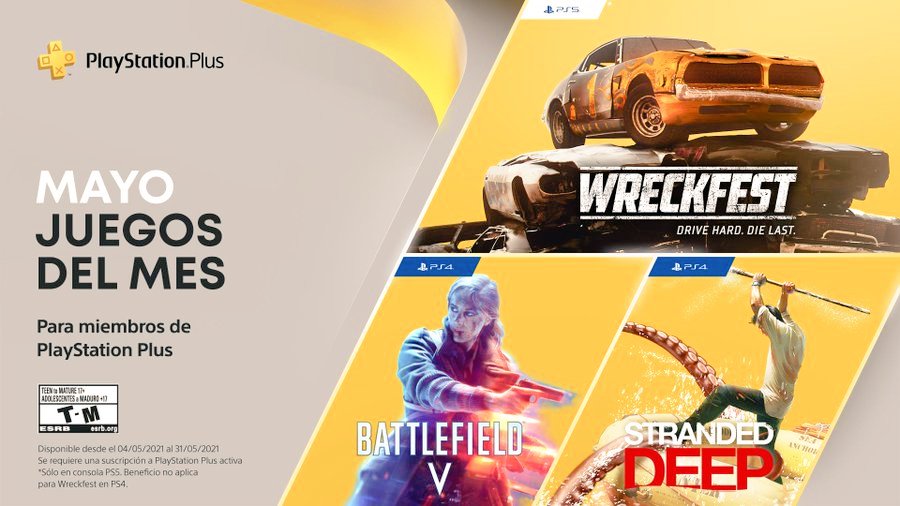 DeGamersparaGa1's tweet photo. Otro gran mes para los usuarios de Playstation que cuentan con el servicio de Plus!
Ps5
Wreckfest
Ps4
Battlefield V
Stranded Deep
#PlayStation #ps4 #PS5 #playstationplus #wreckfest #BattlefieldV #standeddeep #plus #Mayo #videojuegos #SONY #gamer #gamergirl #Gaming #Videogame https://t.co/LOJ6sBSsi2