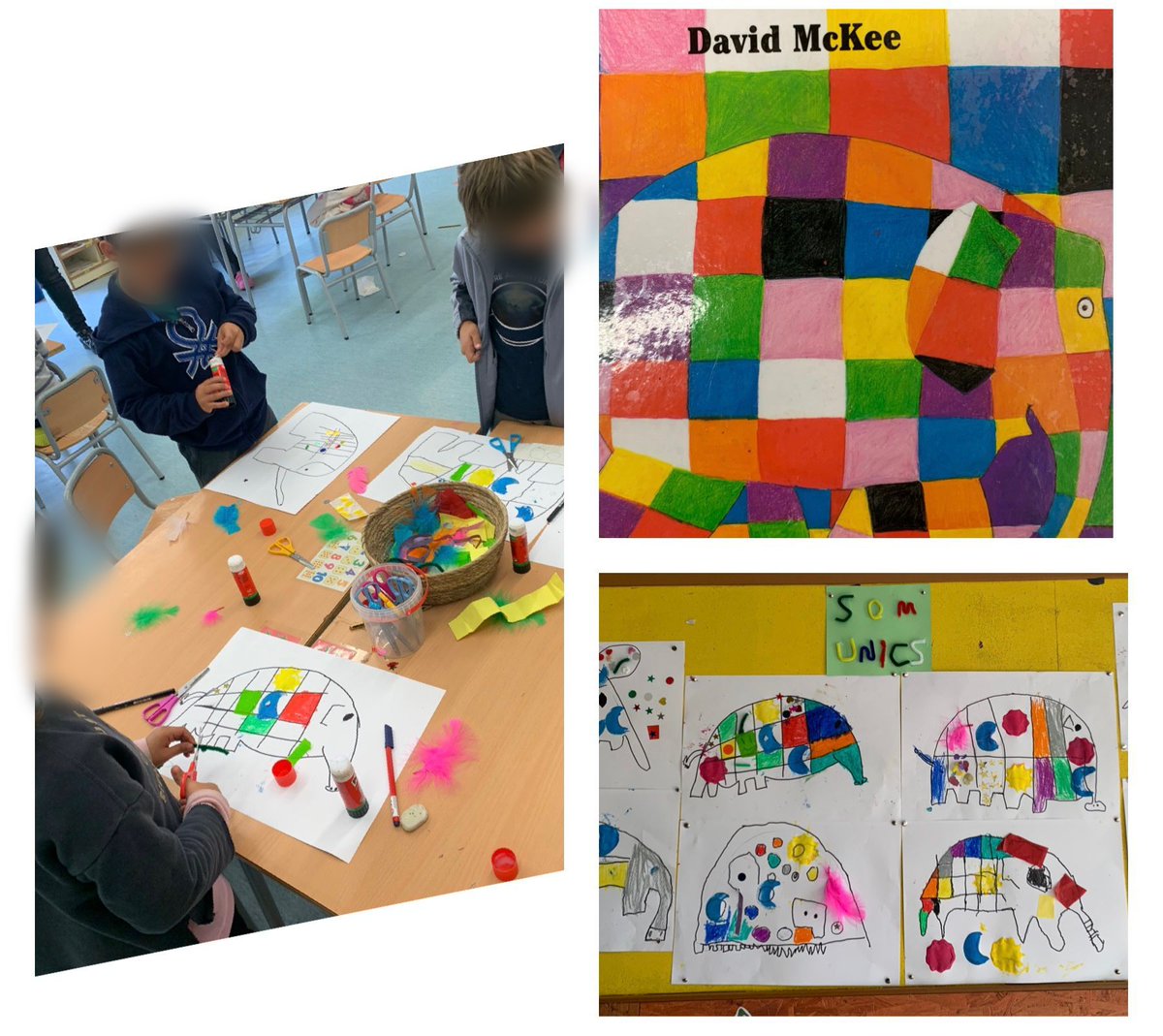 EscolaOlivera's tweet photo. Els infants de #p5 #comunitatdepetitesipetits treballem la diversitat i el respecte vers els altres amb el conte de l'Elmer 🐘🐘🎨 #somunics #diferents #amistat #includió #coeducació #valors #femescola @AMPA_OLIVERA https://t.co/nKnPdr8Ezh