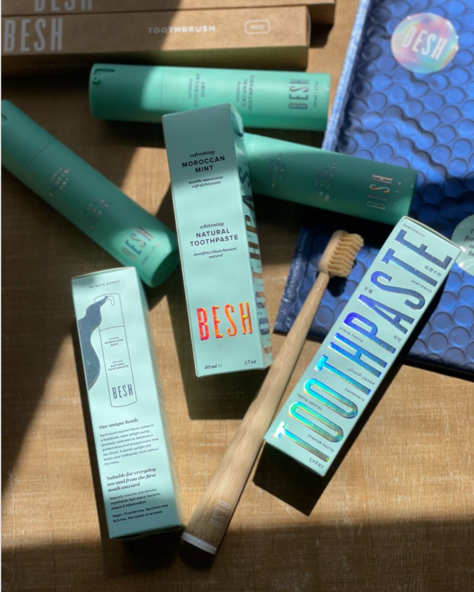 BeshLabs's tweet image. Name a better duo - we'll wait 🤩Our vegan Moroccan Mint toothpaste &amp;amp; bamboo toothbrush are waiting to become an essential part of your routine, &amp;amp; we know you'll love them.