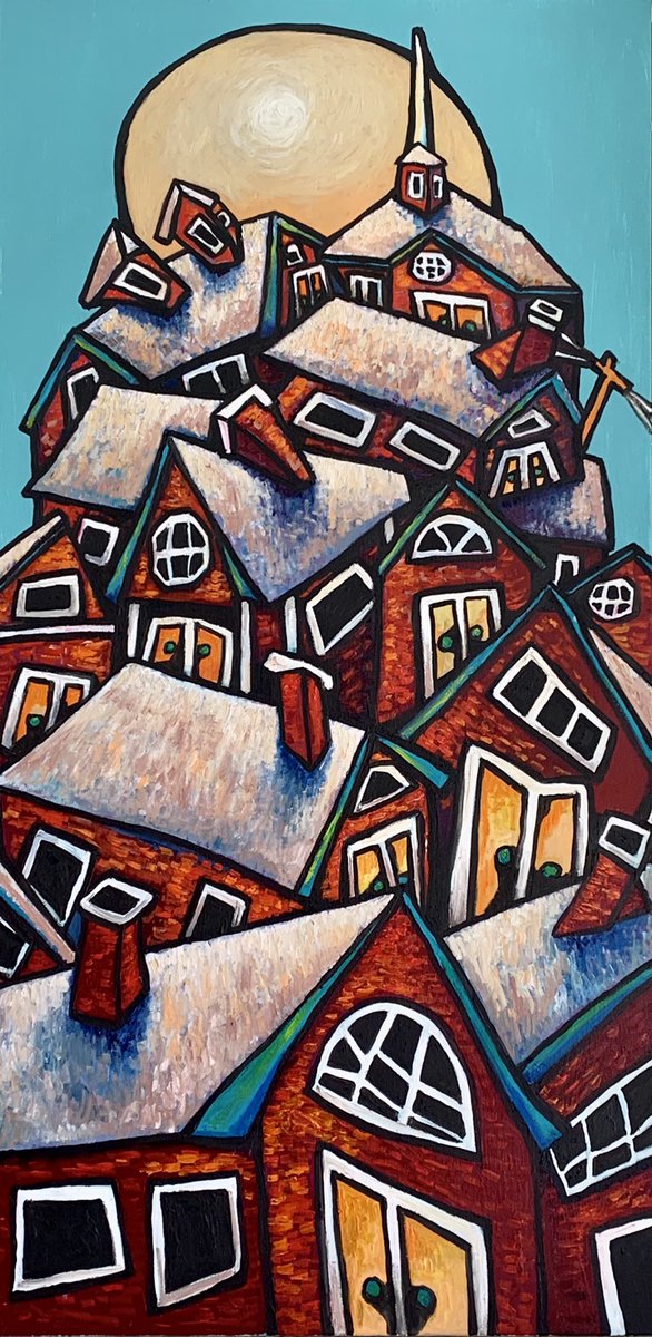ArtMcquinn's tweet photo. Linda McQuinns New Oil Painting, 24x48”, Gallery Wrap Canvas, “Houses on the Hill”,  Price $950~ for upcoming Art Shows.  Visit Website: https://t.co/748RNymYH5  #northcarolinahomes #hendersonvillehomes #southernhomes #oldtownartshow #staugustineartshow #howardalanevents https://t.co/FDYG1iShB9