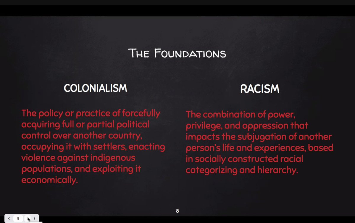 "Sometimes I say definition because that is my colonized way of thinking"