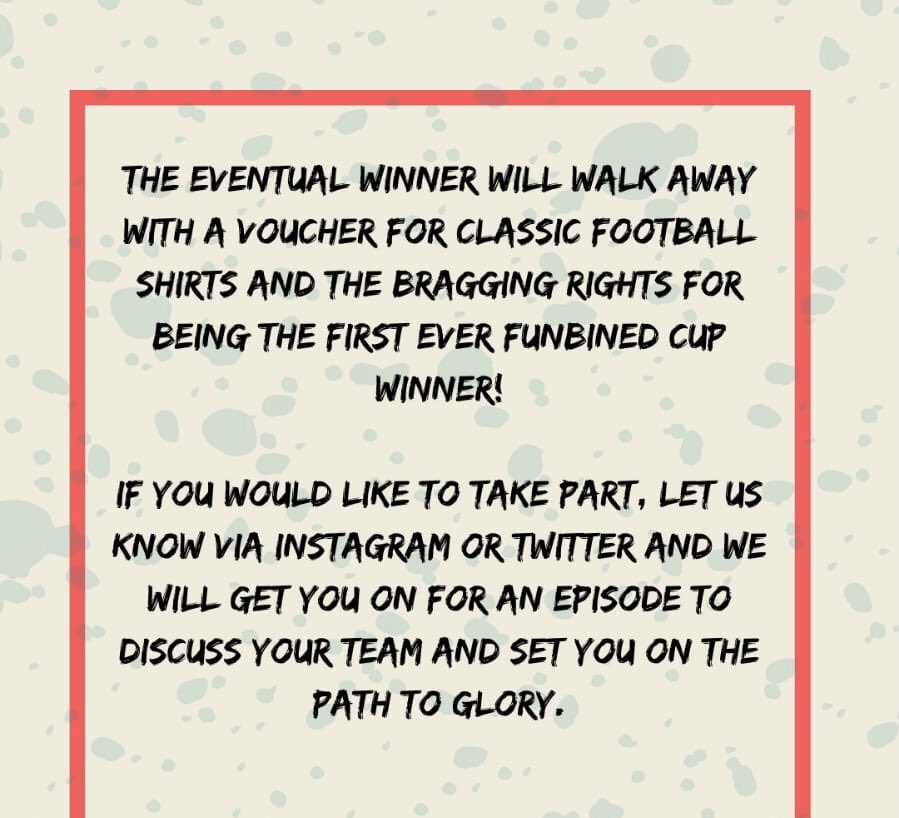 TableFourFourT1's tweet photo. The #FunbinedCup is ready to launch 🏆

Details for how to enter can be read below.

A £30 voucher for @classicshirts is up for grabs for the winner.

Put your name forward now! https://t.co/Lkixt0yl5A