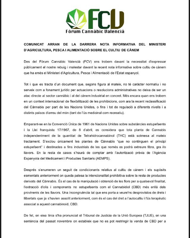 cannaforum's tweet photo. Després de l'acte d'avui a les @cortsval on hem conversat amb representants dels grups polítics que van aprovar la PNL sobre #Cannabis considerem adient pronunciar-nos com a col•lectiu davant les preocupants notícies al sector del #cànem a nivell estatal.

Compartiu! Gràcies! 💚 https://t.co/wfYjk2U2YE