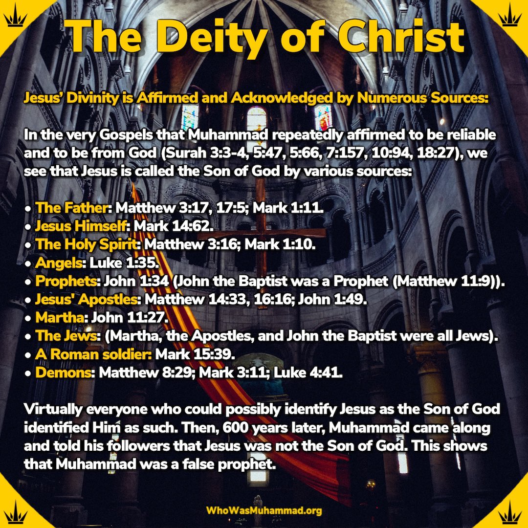 _WhoWasMuhammad's tweet photo. We are about to wrap up our current topic: Common Muslim Questions, Claims, & Myths:
The last one we’ll look at is: “Show me where Jesus said in the Bible ‘I am God, worship me.’”
This is a common claim, and it’s a really bad argument.
PART 3.
#God #Jesus #WhoWasMuhammad https://t.co/wsVEprba4X
