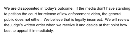 Following Superior Court Judge Jeff Foster's ruling not to release the body cam footage from the shooting of Andrew Brown Jr. in Elizabeth City, Media coalition attorney Amanda Martin says in a statement that her team believes the decision is "legally incorrect."