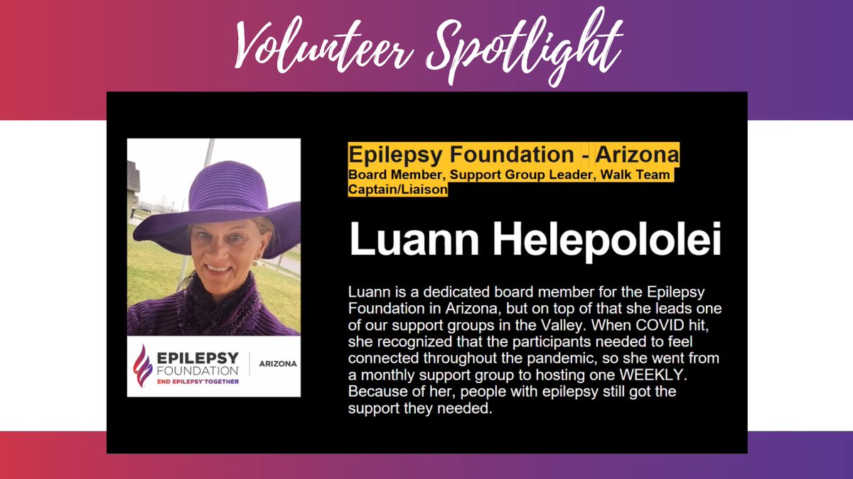 We are thrilled to have had the opportunity to honor one of our most amazing volunteers, Luann, at today's <a href="/ASULodestar/">ASU Lodestar Center</a>'s Webinar in celebration of Global Volunteer Month! Thank you, Luann, for all you do for the #epilepsy community!