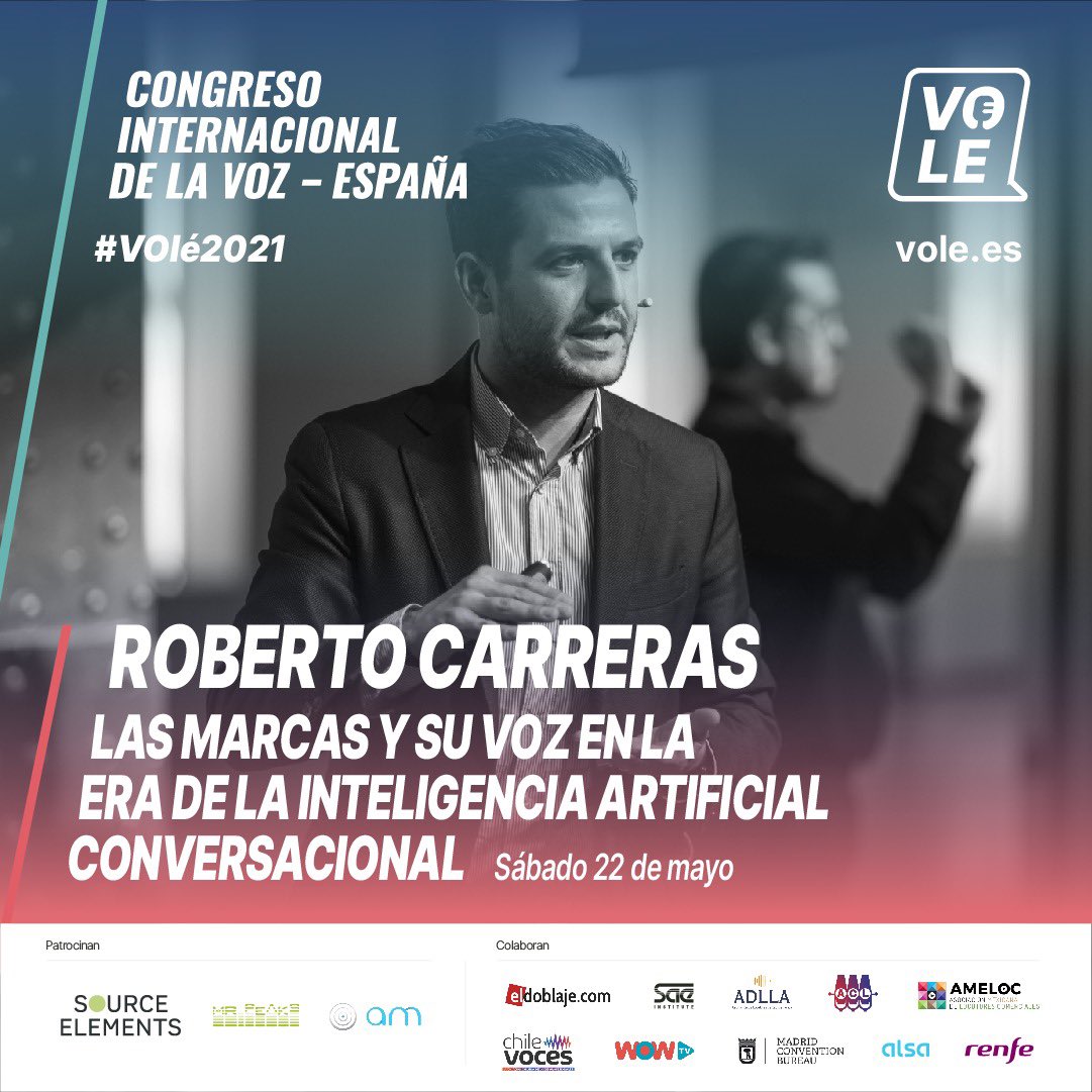 RobertoCarreras's tweet photo. Finales de mayo nos vemos en #VOle2021!! Un congreso muy top relacionado con la voz!! Enhorabuena por impulsarlo @anavinuelavoz... No se lo pierdan 👋 @VOleCongreso @Voikers_corp https://t.co/7HvdTLvbdv