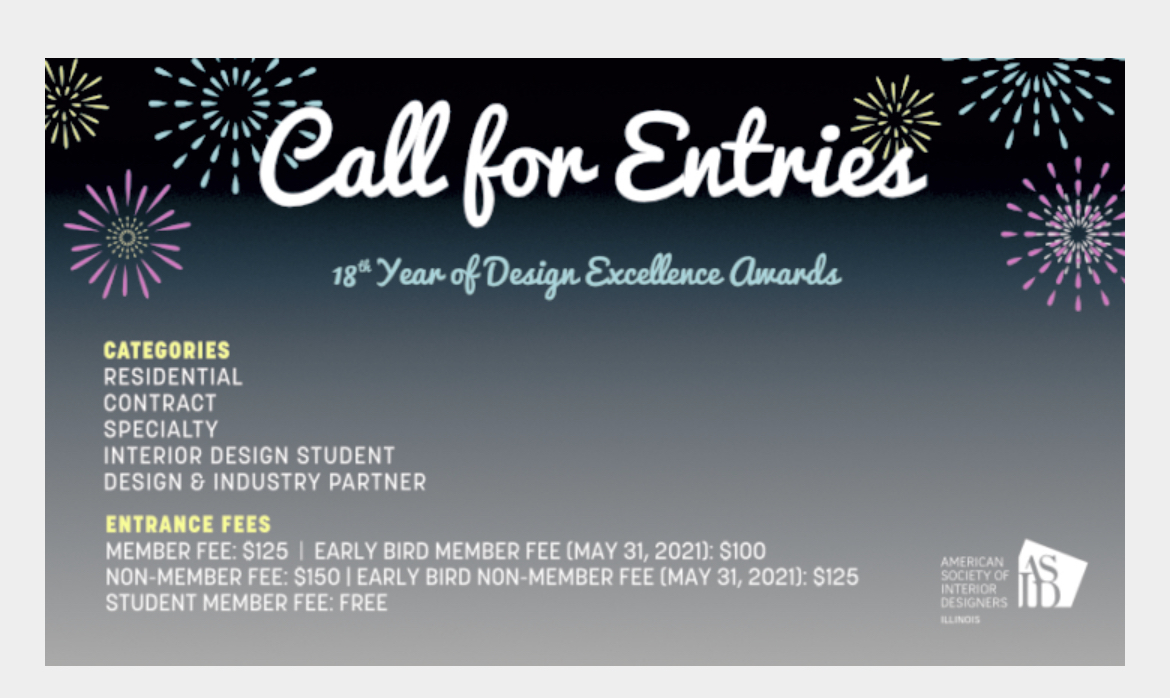 You could be our next #WinnerWednesday! Our Call for Entries for our 18th Annual Design Excellence Awards is open! 

Click here: ow.ly/PVwC30rG41J

 #ASIDIL #ASID #DesignImpactsLives
