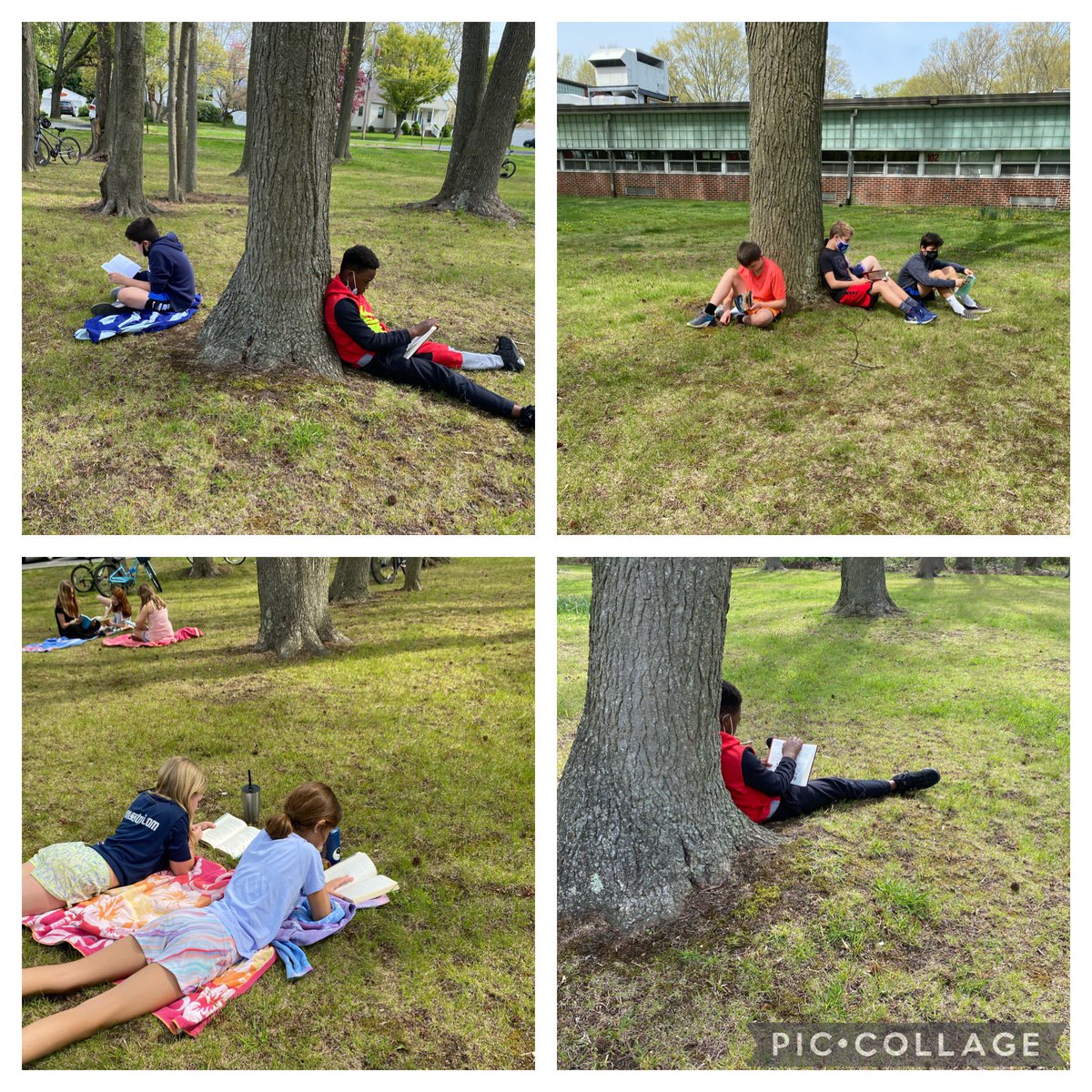 On a beautiful day at Maple Place, 5th graders take independent reading outside ☀️ #WeAreOP <a href="/OPSchoolsNJ/">Oceanport Schools</a> <a href="/MattHowell_11/">Matt Howell</a>