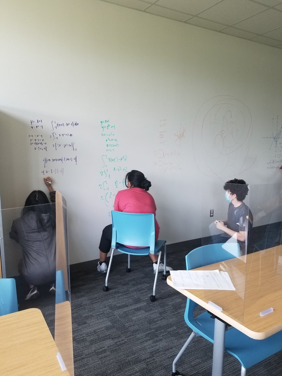 hduttonmath's tweet image. When you watch the joy on students faces when they realize they can write on the walls! Made practicing volume by cross sections a lot more fun today! @LCPS_Academies #iteachmath