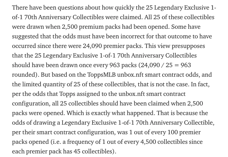 So what's the deal here?Some Legendary collectibles were limited to ONLY the first 2,500 people to open premium packs Topps didn't disclose this on the website & Wax repeatedly told the Discord community there was no advantage to opening packs earlier Their explanation: