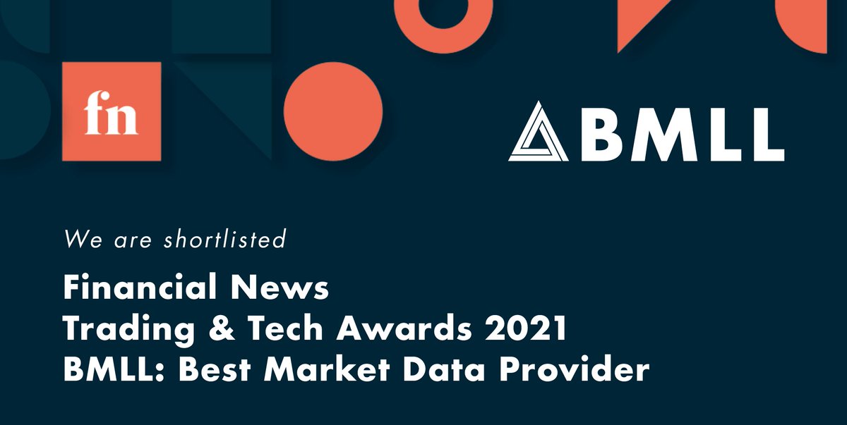 bmlltech's tweet photo. Excited to be shortlisted for "Best Market Data Provider" for the @FinancialNews Trading & Tech Awards 2021. Honoured to be listed alongside such esteemed companies incl @MarketAxess, @TPICAPplc & #TraditionData
https://t.co/qFLrj4FKQ1
#data #analytics #TTAwards2021 https://t.co/FyNbPwnh6c