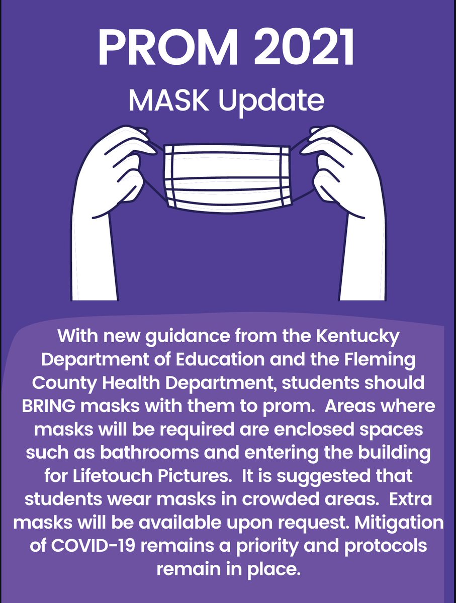 ScottCoAsstSupt's tweet photo. Prom 2021: Mask Update https://t.co/HWPMqhrW7P